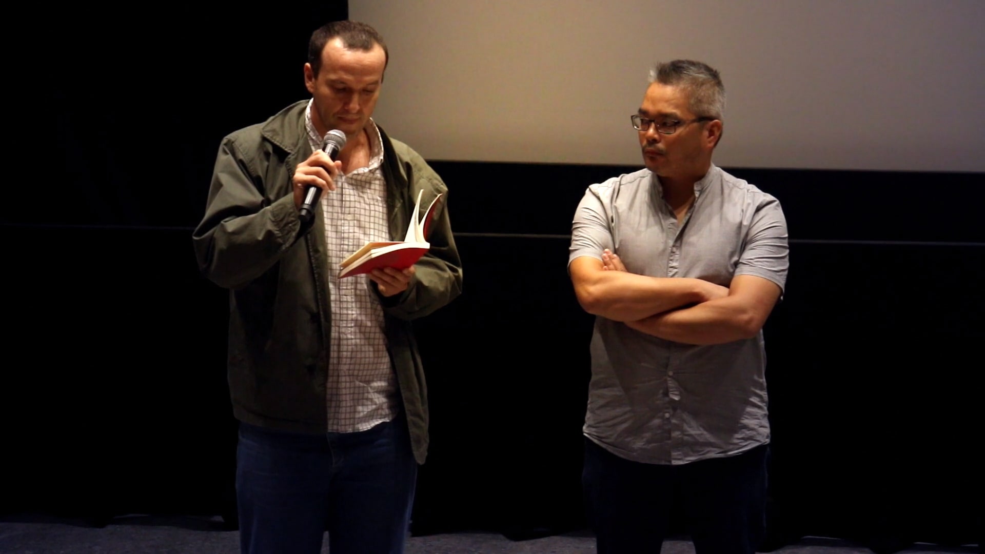 Still from Q&A with Migrant Justice Activists Joey Calugay and Manuel Salamanca - THE HAND THAT FEEDS