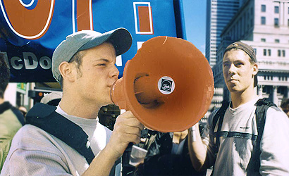 Young union activists Pascal McDuff and Maxime Cromp