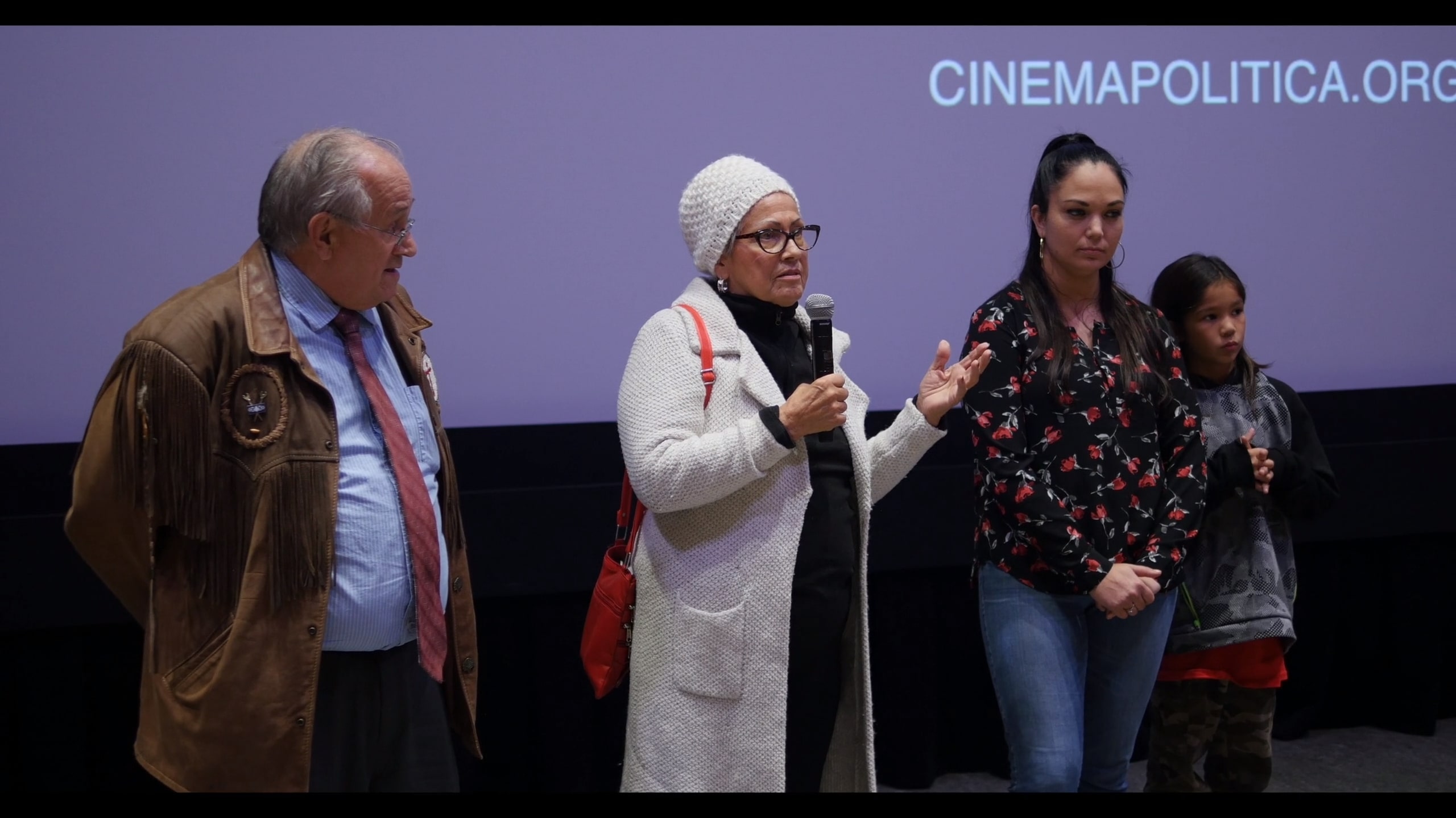 Still from Q&A with Conor McNally, Kahentinetha Horn, and Roxann Whitebean - ÔTÊNAW & YOU ARE ON INDIAN LAND