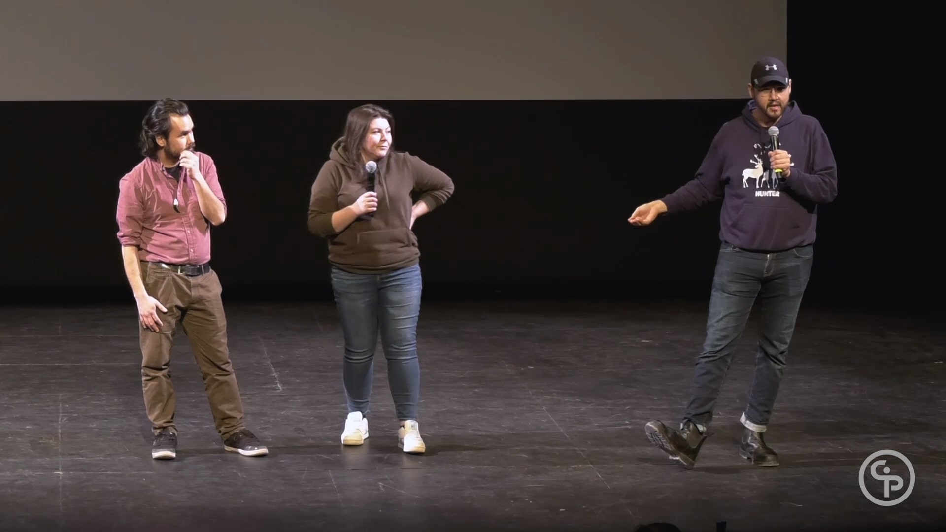 Still from Q&A with Gabriel Nuraki Koperqualuk, Stephen Agluvak Puskas and Nancy Saunders