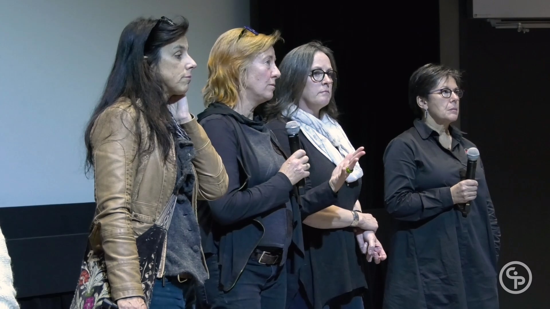 Still from Q&A with directors Ariella Pahlke, Nance Ackerman and Teresa MacInnes, and Senator Kim Pate