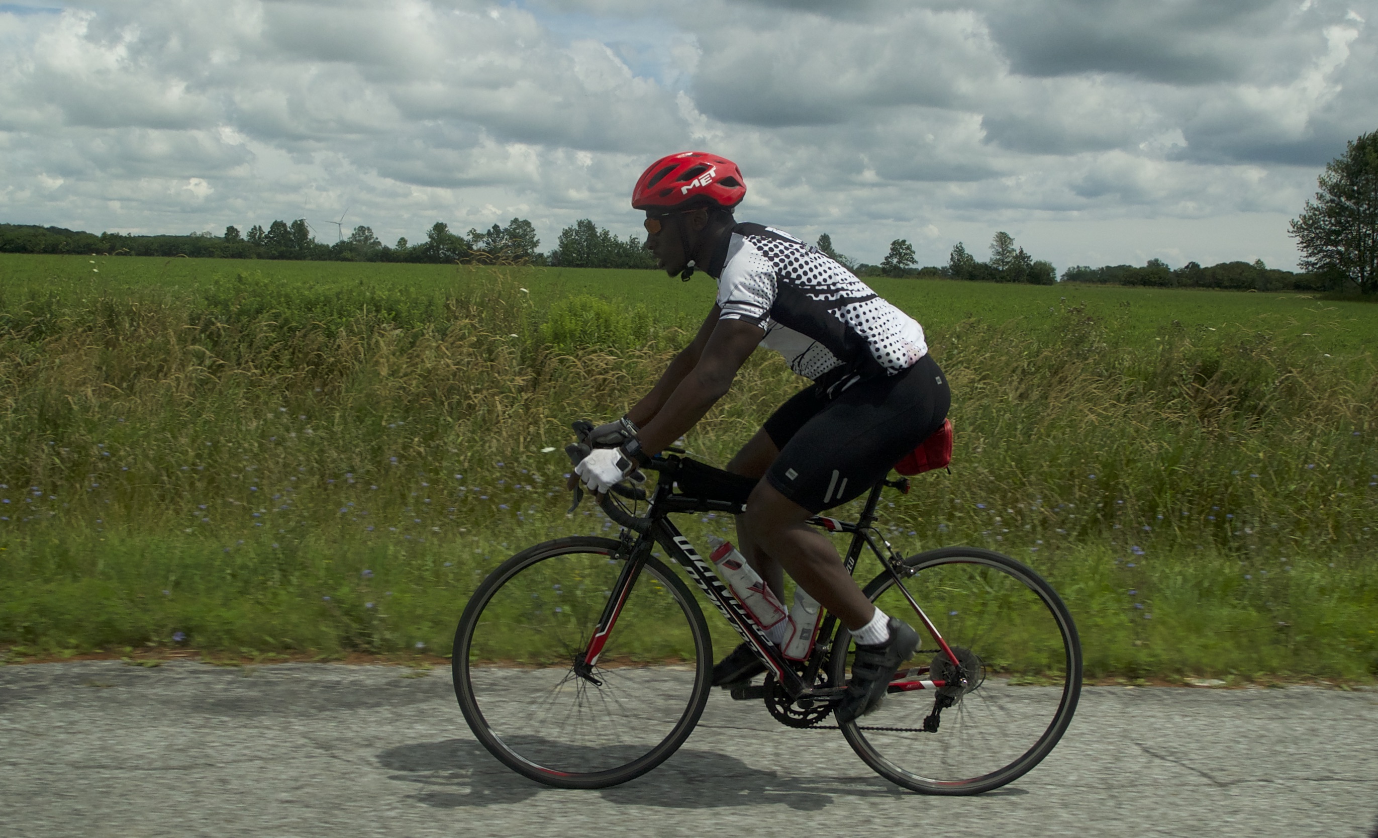 Still from Ride for Promise: Curtis on the bike