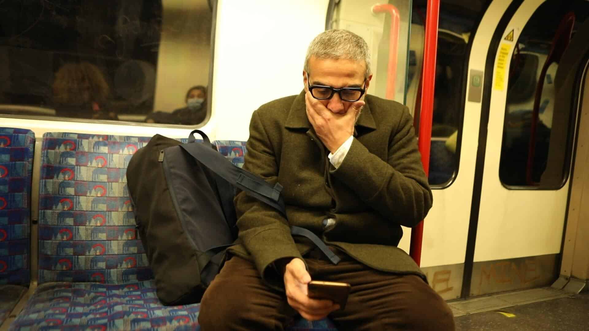 Dr. Ghassan Abu Sittah on a subway train, featured in State of Passion documentary